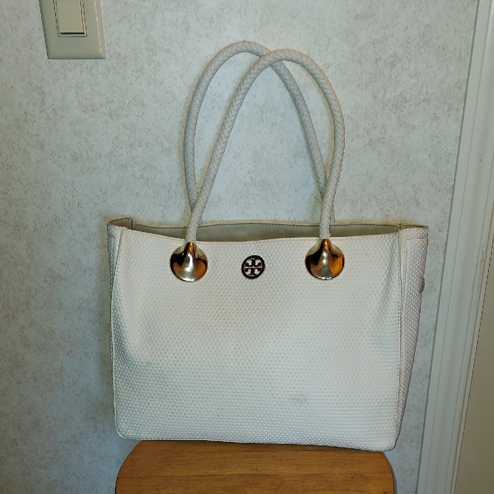 Tory Burch Elegant White Tote Bag